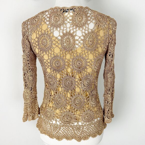 Vintage Joseph A. Crochet Peplum Top Boho Hippie Size Small Women's - Picture 4 of 5